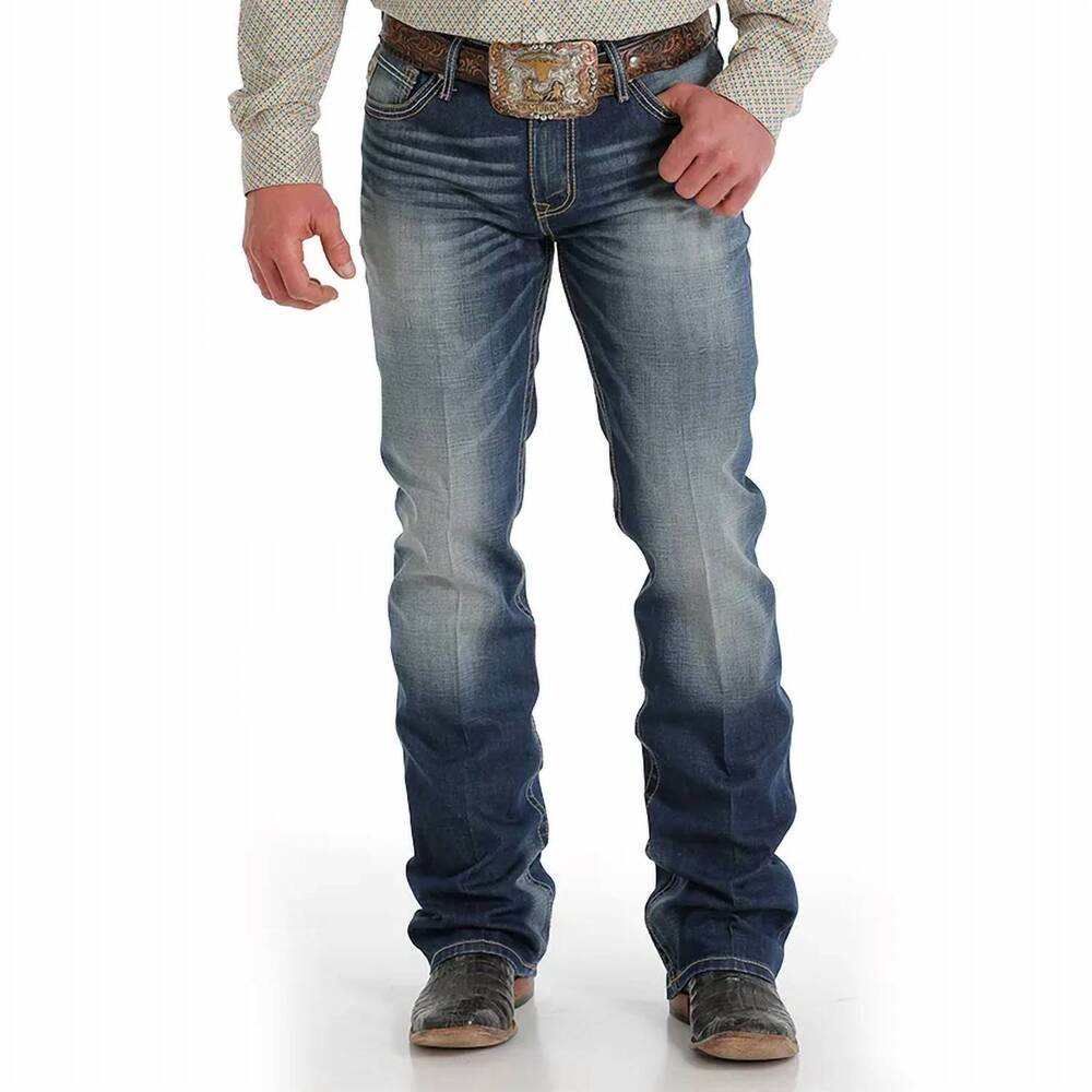 NEW CINCH men's ian mid rise jeans in dark stone wash